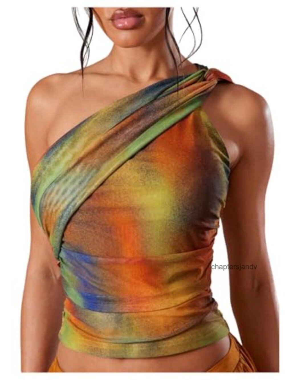 Women's One Shoulder Crop Top Tie Dye Rave Going Out